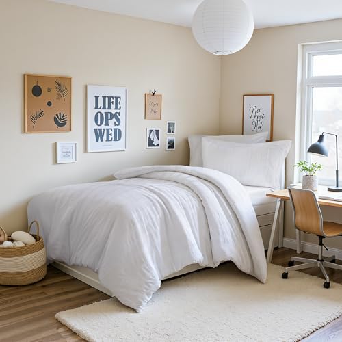 Madison Park Essentials Striped Duvet Cover Set Twin/Twin XL, Modern Minimalist Bedding Set with Premium Jacquard Stripe, 2 Pieces Duvet Cover Reversible with Zipper Closure & Corner Ties,White Madison Park Essentials