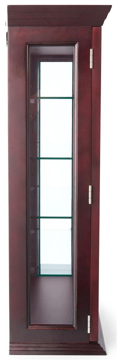 Displays2go 21" Countertop/Wall Mount Display Case, Adjustable Shelves, Locking - Mahogany (DCC2128MH2) Displays2go