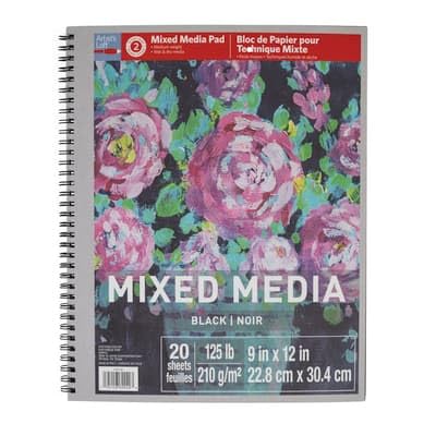 Black Mixed Media Pad by Artist's Loft™ 125lb/210gsm, 20 Sheets Artist's Loft