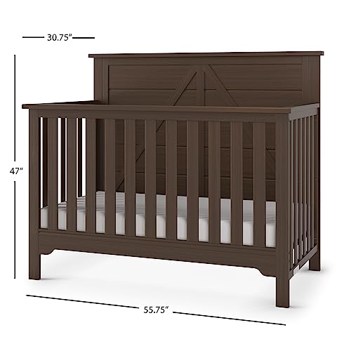 Child Craft Woodland 4-in-1 Convertible Crib, Baby Crib Converts to Day Bed, Toddler Bed and Full Size Bed, 3 Adjustable Mattress Positions, Non-Toxic, Baby Safe Finish (Brushed Truffle) Child Craft