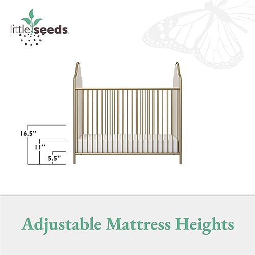 Little Seeds Piper Upholstered Metal Crib, Gold Little Seeds