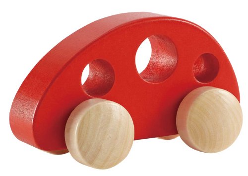 Hape Mini Van Wooden Toddler Toy Vehicle in Red, L: 4.9, W: 2.5, H: 2.8 inch Hape