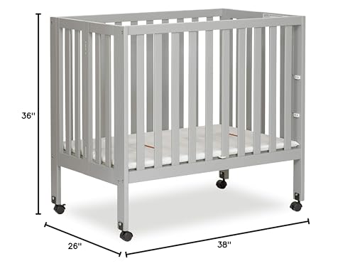 Dream On Me Jett Non-Full Size Folding Convertible Crib, Lightweight Portable Crib, Three Adjustable Mattress Height Settings, Easy to Fold Travel Crib, 1.5” Mattress Pad Included Dream On Me