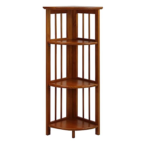 Casual Home 4-Shelf Corner Folding Bookcase, Honey Oak Casual Home