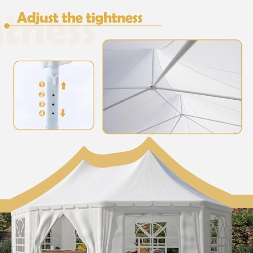 20x15 FT Heavy Duty Party Tent, Waterproof White Wedding Tent with 1 Door & 7 Windows, UV Protection Outdoor Event Canopy Gazebo for Parties, Picnics, Commercial Use dafrigic