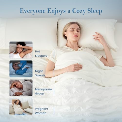 Cozy Bliss Cooling Comforter Seersucker Plaid Twin Size, Q-Max 0.45 Lightweight Cooling Blanket, Breathable Silk Smooth Summer Bedding Quilt for Hot Sleepers Night Sweats White Cozy Bliss