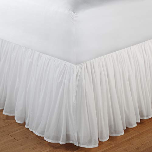 Greenland Home Fashions Cotton Voile Bed Skirt, Lined, White, King 18-inch L Greenland Home Fashions
