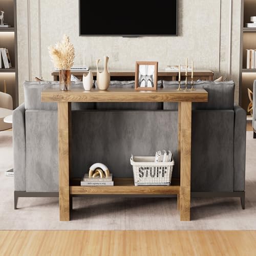 LIFECHOVY Farmhouse Wood Entryway Table Narrow Console Tables with Storage Behind The Couch Sofa, Entrance Side Table with Shelves for Hallway, Living Room, Foyer, Rustic LIFECHOVY
