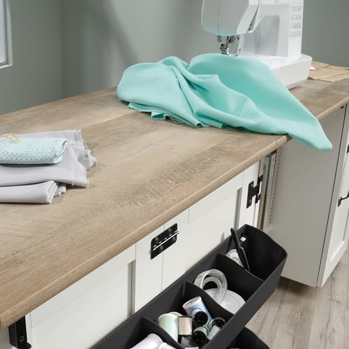 Sauder Miscellaneous Sewing/Craft Cart, L: 39.29" x W: 19.49" x H: 28.54", Soft White finish Sauder