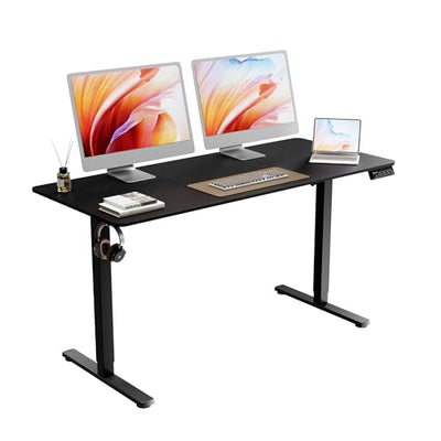 ERGOMAKER 55" Electric Standing Desk, Adjustable Height, Sit Stand Up Desk for Home Office & Computer Workstations, Memory Controller, Black