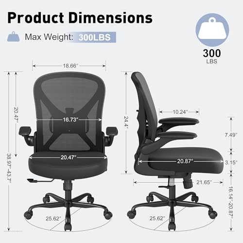 ZZH Ergonomic Office Chair Set of 10 with Adjustable Lumbar Support, Mesh Home Office Desk Chair with Wheels and Flip-up Arms, Black ZZH