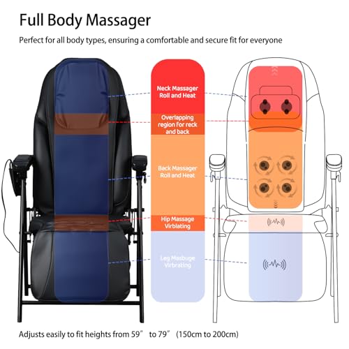 Ezencon Foldable Electric Massage Chair with Heat, Shiatsu, Kneading, Vibration, Full Body Relaxation, Adjustable Backrest & Neck Height,for Dad Mom Women Men Ezencon