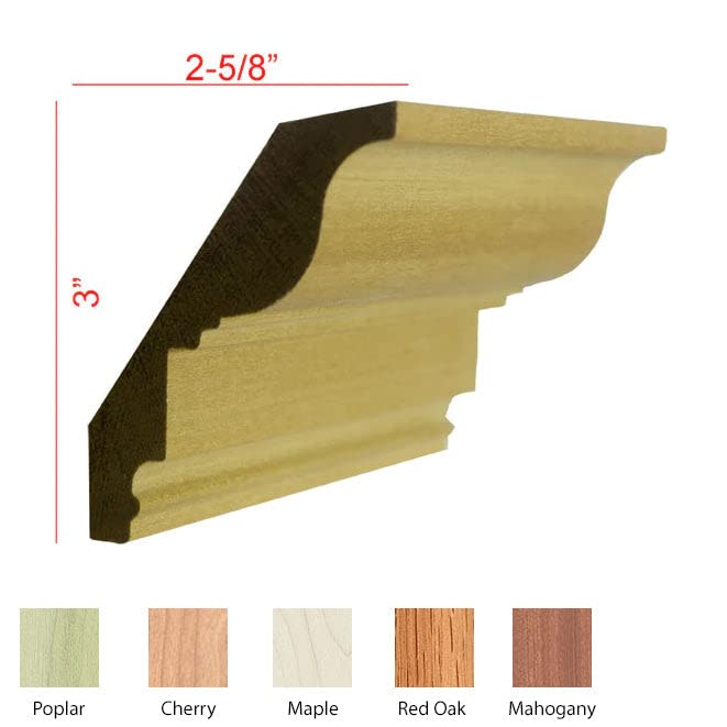 EWCR47 Colonial Crown Moulding Trim, 3/4" x 4", Red Oak, 94" Newmouldings
