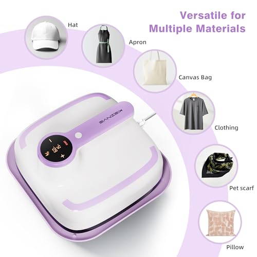 KEINVE 10"x10" Heat Press Machine for T-Shirts, Fast Heating with Timer & Auto Shut-Off, DIY Iron-On Transfer Press for Clothes & Bags - Purple 2026 Update KEINVE