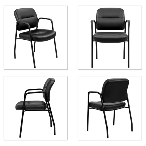 Devoko Waiting Room Office Reception Chairs Executive Leather Guest Chairs with Armrest Ergonomic Upholstered Lumbar Support Side Chairs (2 Pack)