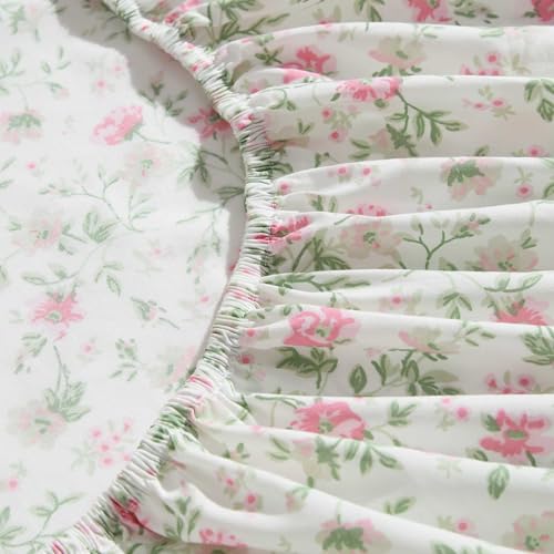 Laura Ashley - Full Sheet Set, Super Soft Cotton Percale Bedding Set with Matching Shams, Oeko-Tex Certified (Bonnie Pink, Full) Laura Ashley