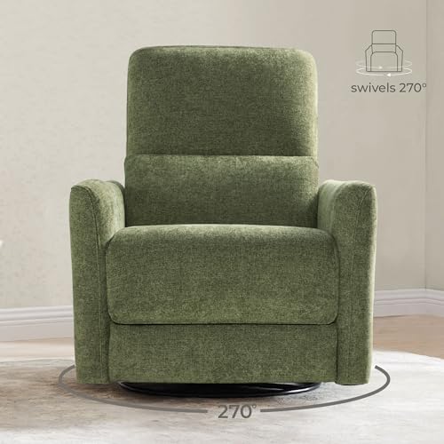 CHITA Power Recliner Chair Swivel Glider, FSC Certified Upholstered Living Room Nursery Reclining Sofa Chair with Lumbar Support, Green