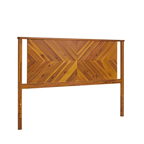 Bme Vivian Rustic Scandinavian Queen Headboard in Solid Acacia Wood, Golden Brown Finish Bme