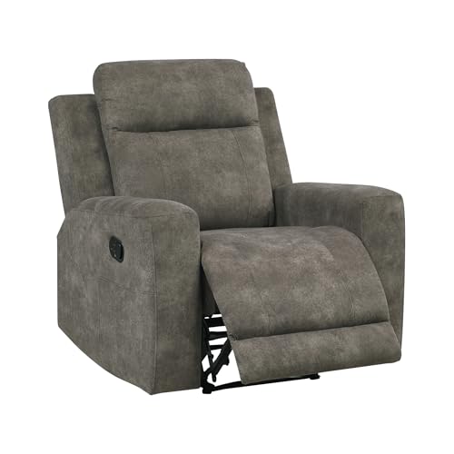 Lexicon Manual Recliner Chair, Textured Microfiber Reclining Sofa Chair, Home Theater Seating, Wall Hugger, Track Arms, Manual Recliner for Living Room/Office/Apartment, Easy Assembly, Brown Lexicon