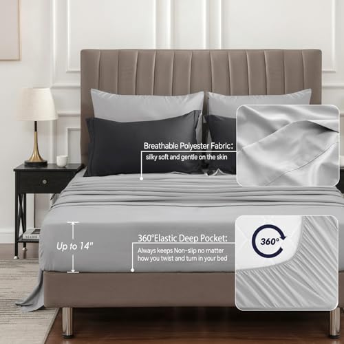 BEDELITE Twin XL Comforter Set 5 Pieces Bed in A Bag - Soft Microfiber Reversible Twin Extra Long Black Bed Set with Comforters, Sheets, Pillowcase & Sham, Cozy Bedding Sets for College Dorm Room BEDELITE