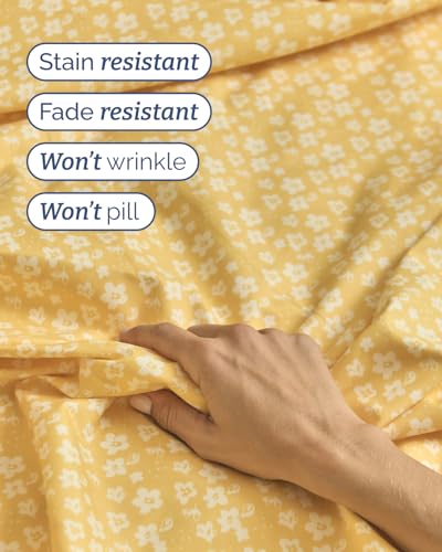 Floral Sheets - Yellow Floral Bed Sheet Set - 1 Flat, 1 Fitted & 2 Pillowcases w/ Deep Pockets - Comfy, Wrinkle & Fade Free - Boho Botanical Bedding - Ultra-Soft, Breathable & Cooling - Queen Size Set CGK Unlimited