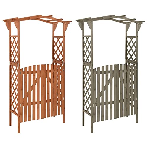 vidaXL Solid Firwood Pergola with Gate Home Lawn Backyard Outdoor Garden Patio Terrace Balcony Wooden Entryway Flower Planter Arbor Arch vidaXL