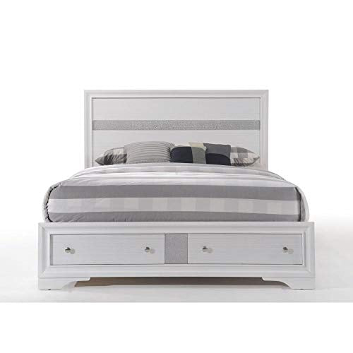 Acme Naima Queen Wooden Storage Bed in White ACME Furniture