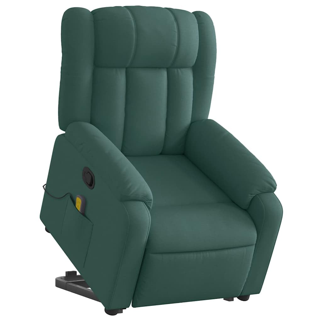 WRJENFSC Dark Green Power Lift Recliner Chair Oversized Massage Living Room Furniture Fabric Polyester 535 lbs Capacity Adjustable Armrests for Living Room Bedroom Reading WRJENFSC