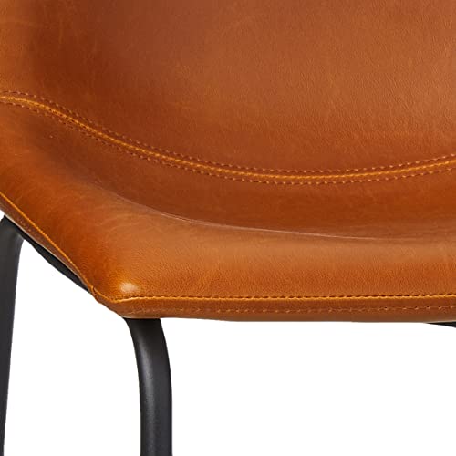 Walker Edison Douglas Urban Industrial Faux Leather Armless Counter Chairs, Set of 2, Whiskey Brown Walker Edison