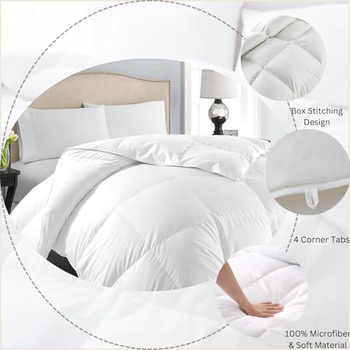 Mattress-Homes Comforter Duvet Insert Quilted Comforters 1 Piece Twin XL 100% Soft Comfy Microfiber Down Alternative Extra Long Twin Comforter Lightweight for Bedding White Solid All Season Mattress-Homes