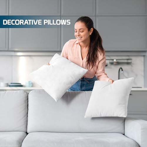 Utopia Bedding Throw Pillows (Set of 4, White) – 18 x 18 Inches Down Alternative Pillows for Bed, Sofa, and Couch - Fluffy Decorative Stuffer Pillow for Indoors & Outdoors Utopia Bedding