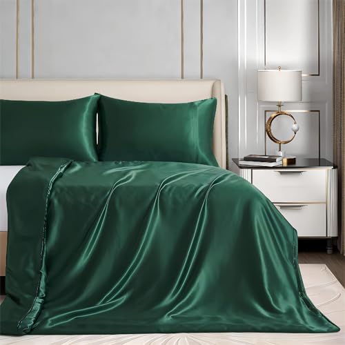 Homiest 60"x80" Duvet Cover for Weighted Blanket, Dark Green Satin, Silky & Removable Zippered Duvet Cover, Full/Queen Size, 1 Count Homiest