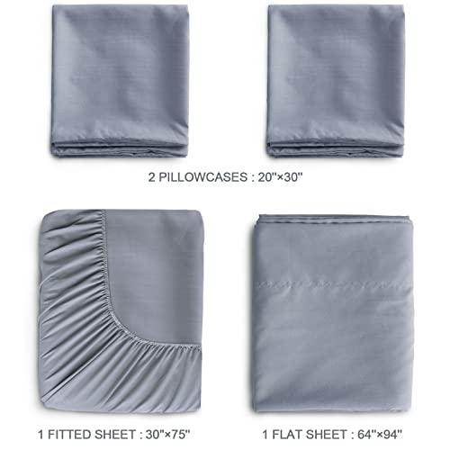 SPRINGSPIRIT Cot Sheets 30" x 75" x 9", 4 Piece Cot Sheet Set, Cot Size Fitted Sheets with Narrow Twin/Camp Bunk/Rvs Bunk/Guest Beds/Trifold Mattress, Grey SPRINGSPIRIT