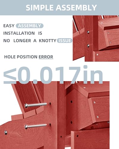 Adirondack Chairs, HDPE All-Weather Adirondack Chair Folding, Fire Pit Chairs (1, Red) Restcozi