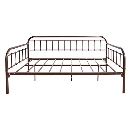 HOMERECOMMEND Metal Daybed Frame Twin Metal Slats Platform Base Box Spring Replacement Bed Sofa for Living Room Guest Room (Twin, Dark Copper) HOMERECOMMEND