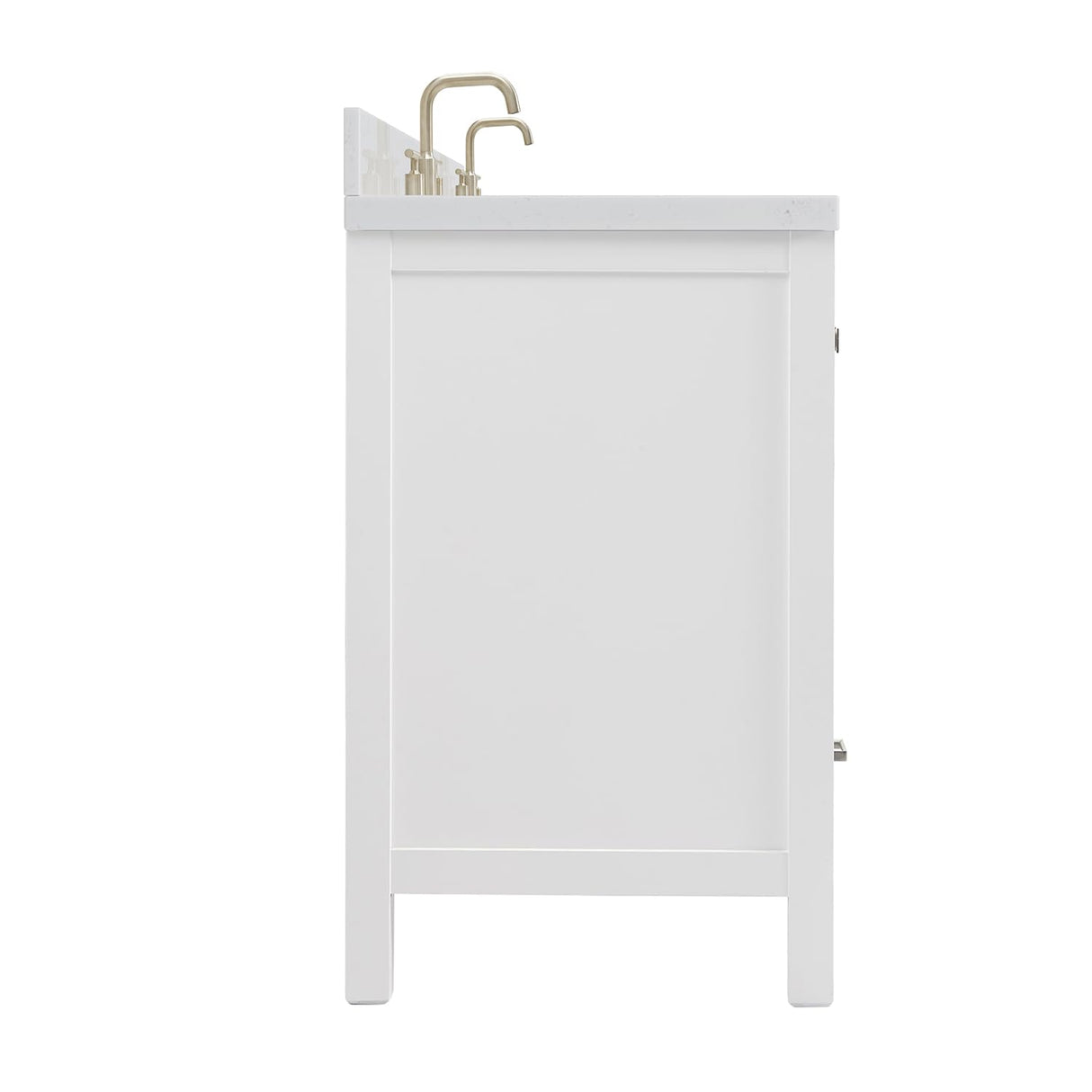 ARIEL Cambridge 72" White Double Vanity, 1.5" Edge Carrara White Quartz Countertop & Splash, Rectangular Sinks, 4 Soft Closing Doors, 6 Full Extension Dovetail Drawers, Brushed Nickel ARIEL