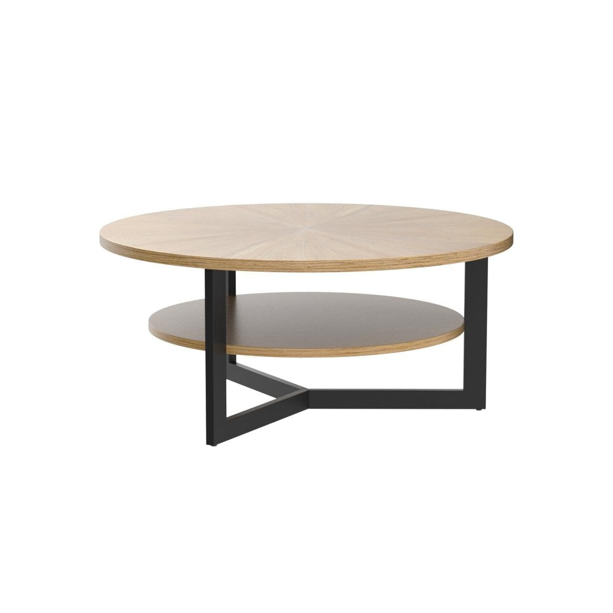 DS-HOMEPORT Wood Round Coffee Table for Living Room, 2 Tier Circle Coffee Table with Storage, Rustic Natural Coffee Table for Apartment, Easy Assembly (Espresso,35" Dx35 Wx18 H) DS-HOMEPORT