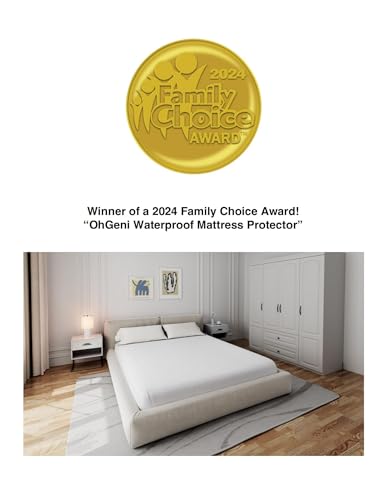 OhGeni Waterproof Mattress Protector, Full Size Fitted Sheet with Deep Pocket,6''-16'' Washable Hypoallergenic Mattresses Cover,Noiseless Soft Mattress Pad,Urine,Bedroom Essential,Pee & Dirt-Proof OhGeni