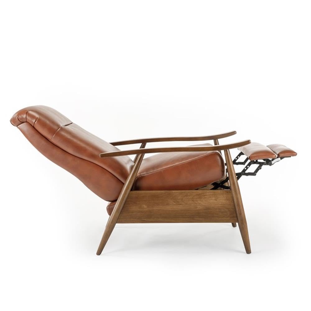 Comfort Pointe Solaris Caramel Faux Leather Wooden Arm Push Back Recliner Chair Comfort Pointe