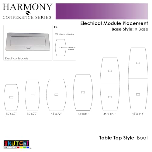 SKUTCHI DESIGNS INC. 7 Ft Small Boat Shaped Conference Table with Power and Data Module | Harmony Series | Matte Black X Base | Black Cypress SKUTCHI DESIGNS INC.