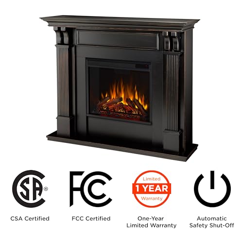 Real Flame Ashley 48" Electric Fireplace with Mantel for Living Room or Bedroom, Replaceable Fireplace Insert Heater, Realistic Log and Flame Effect, Remote Control, Timer Real Flame