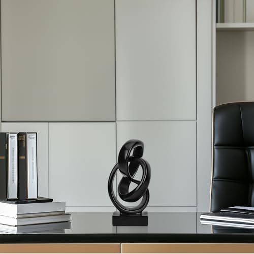 DOVDOV Abstract Black Knot Sculpture, Geometric Decor, Black Decorative Piece for Living Room Coffee Table or Bookshelf Top, Office Coffee Table or Entryway Console Decor. DOVDOV