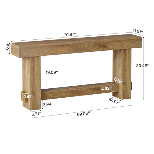 Tribesigns 70.9" Entryway Console Table, Extra Long Wooden Farmhouse Sofa Table Behind Couch, Modern Rustic Foyer Stand with Thick Legs for Hallway, Living Room, Wood Grain Finish Tribesigns