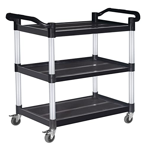 Abacad Plastic Utility Cart with Wheels Lockable, Heavy Duty Restaurant Cart, Service Cart for/Home/Office/Warehouse/Kitchen/Workshop,390 Lbs,2 ABACAD