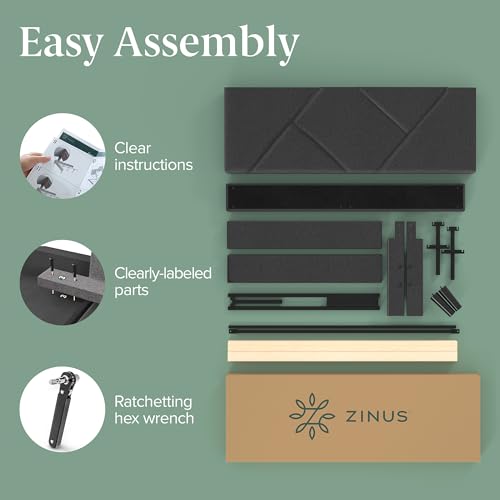 ZINUS Judy Upholstered Platform Bed Frame, Mattress Foundation, Wood Slat Support, No Box Spring Needed, Eco Friendly WonderBox (TM), Easy Assembly, Dark Grey, Queen ZINUS