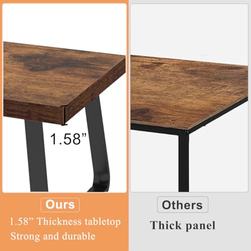 HSH Wooden Coffee Table, Industrial Rectangle Center Table, Modern Minimalist Coffee Table for Living Room, Farmhouse Wood and Metal Cocktail Tea Table for Bedroom Home Office, Rustic Brown, 47 in HSH