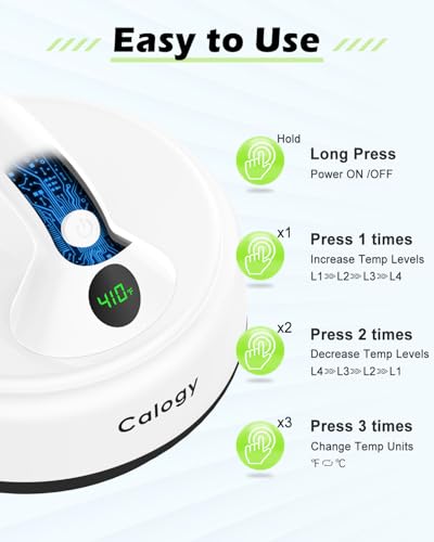 Calogy Mini Heat Press, Small Round Heat Press Machine 5" Diameter, Portable Iron 4 Levels Temp Max 410℉ for Heating Transfer Sublimation Crafts, DIY Coaster, Bag, Pillow, Ceramic (Ivory White) Calogy