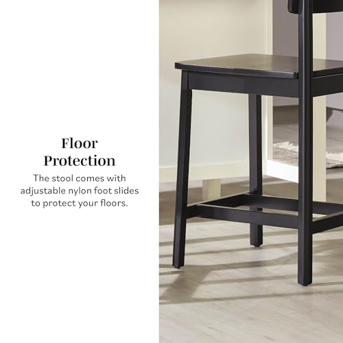 Walker Edison 2-Piece Minimalist Solid Wood Counter Stool, Set of 2, Black Walker Edison