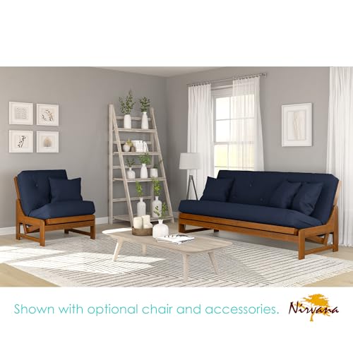 Nirvana Futons Arden Futon Set - Full Size, Frame, 8" Mattress, Twill Navy Blue Cover Nirvana Futons