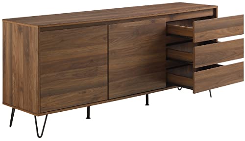 Crosley Furniture Teagan Mid Century Record Storage Sideboard Buffet Cabinet, Brown Oak Crosley Furniture